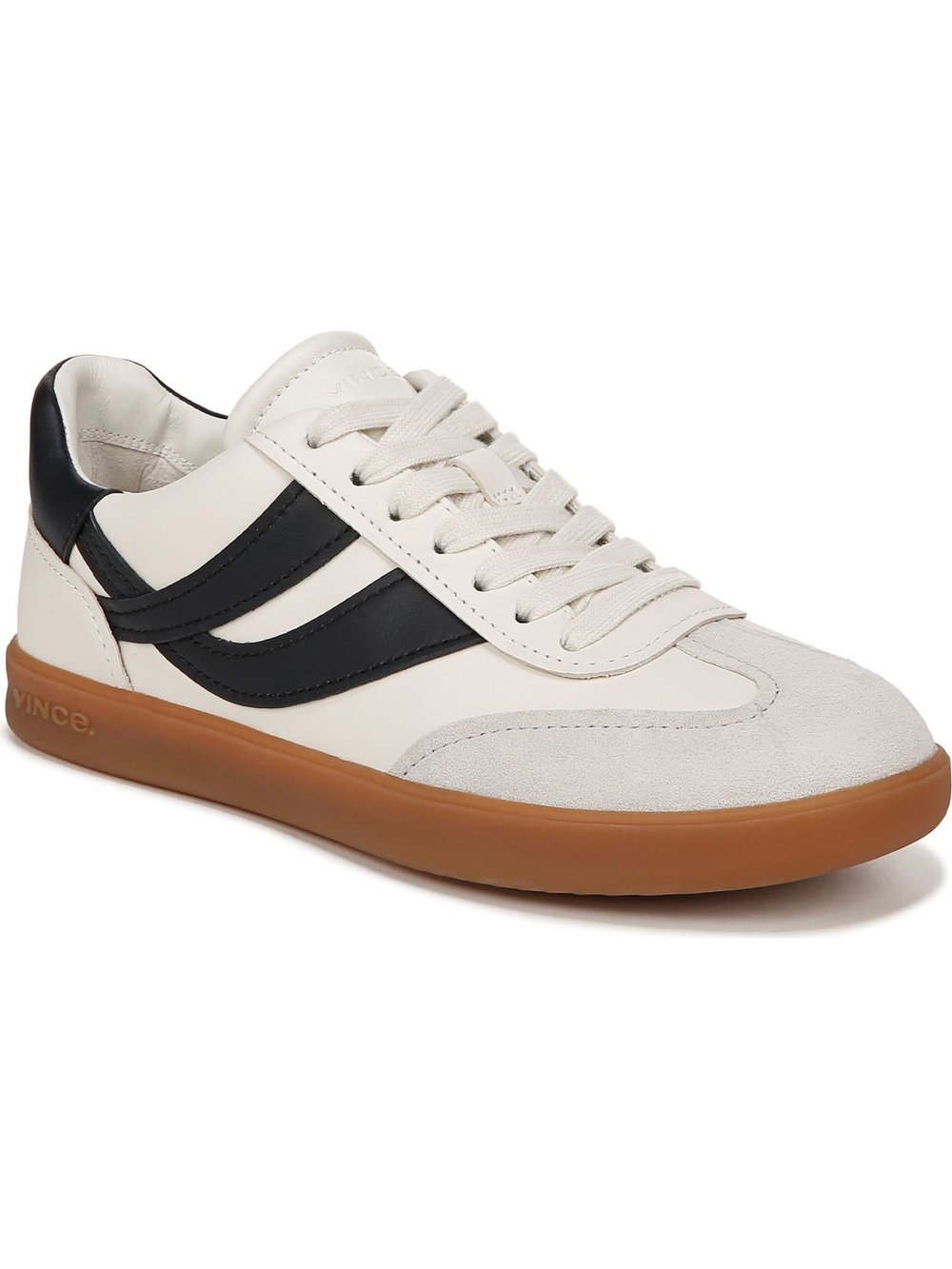 Vince Oasis Sneaker - Cream and Black Leather Low-Top Sneaker with Gum Sole